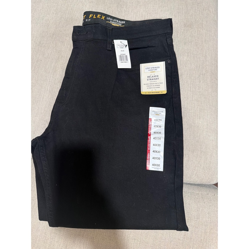 Signature by Levi Strauss Gold Label Men Relaxed Straight Flex Jeans Black 40x30